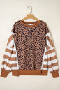 Purple Leopard Striped Patchwork Plus Size Loose Sweatshirt Garden Naked Curves