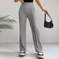Women's High-Waisted Straight Flare Pants with Stitching Detail FitiqueFit