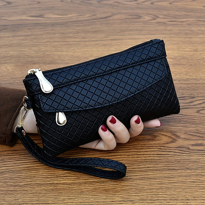 Women's Argyle Quilted Clutch Bag - Multi Zipper Wristlet Bag For Phone & Coin, Fashion Handbag - For Women - Suitable for Evening Parties & Casual Outings - Perfect Gift for Her NovaCart
