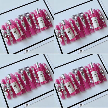 Pink acrylic press on nails with champagne HOL stores
