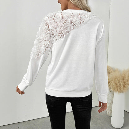 Rose Three-dimensional Flower Decorative Long Sleeve sweater Grayceful LLC