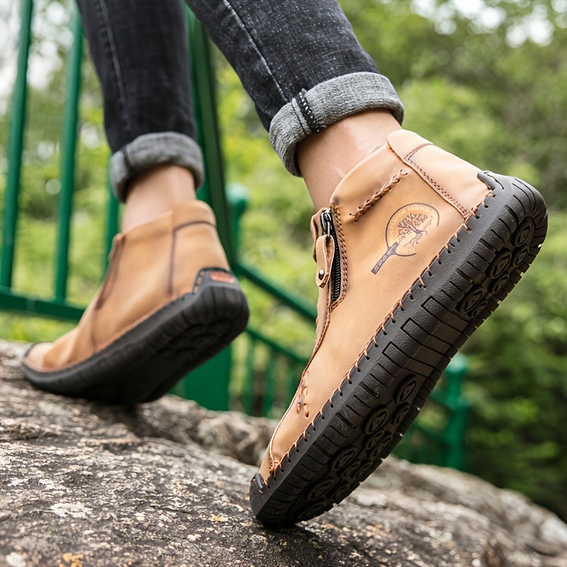Men's Handmade PU Boots with Zipper, Casual NovaCart