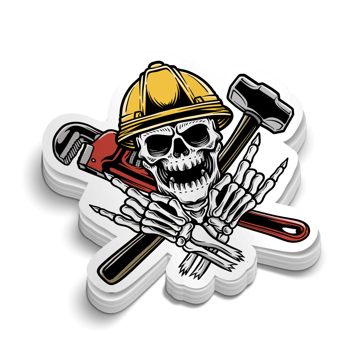Construction Skeleton - Hard Hat Decal Armed American Supply