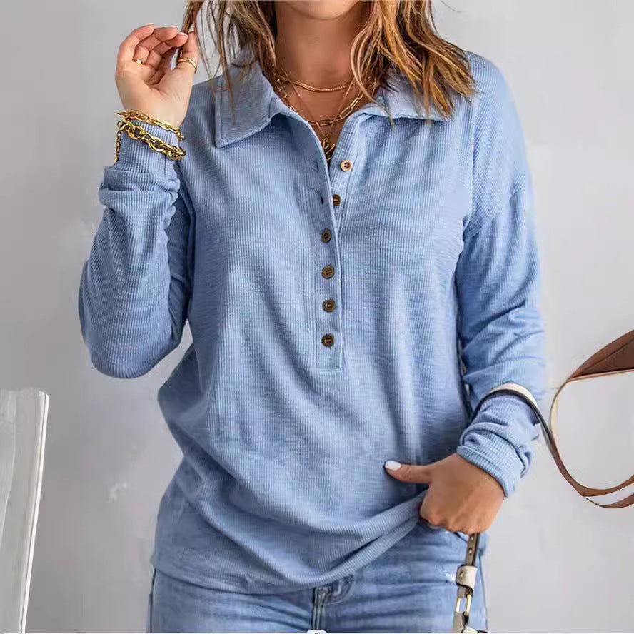 Women's Loose Fit Long Sleeve Knit Top – Button Detail, S–5XL FitiqueFit