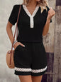 Lace Trim V-Neck Top and Shorts Two-Piece Set New Era Fashion LLc