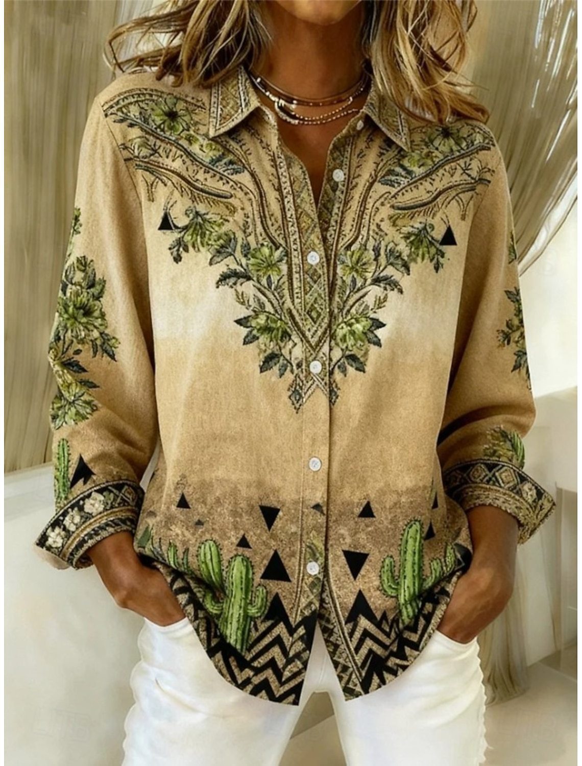 Loose-Fit Floral Print Lapel Cardigan Shirt – 4 Prints, S–5XL FitiqueFit