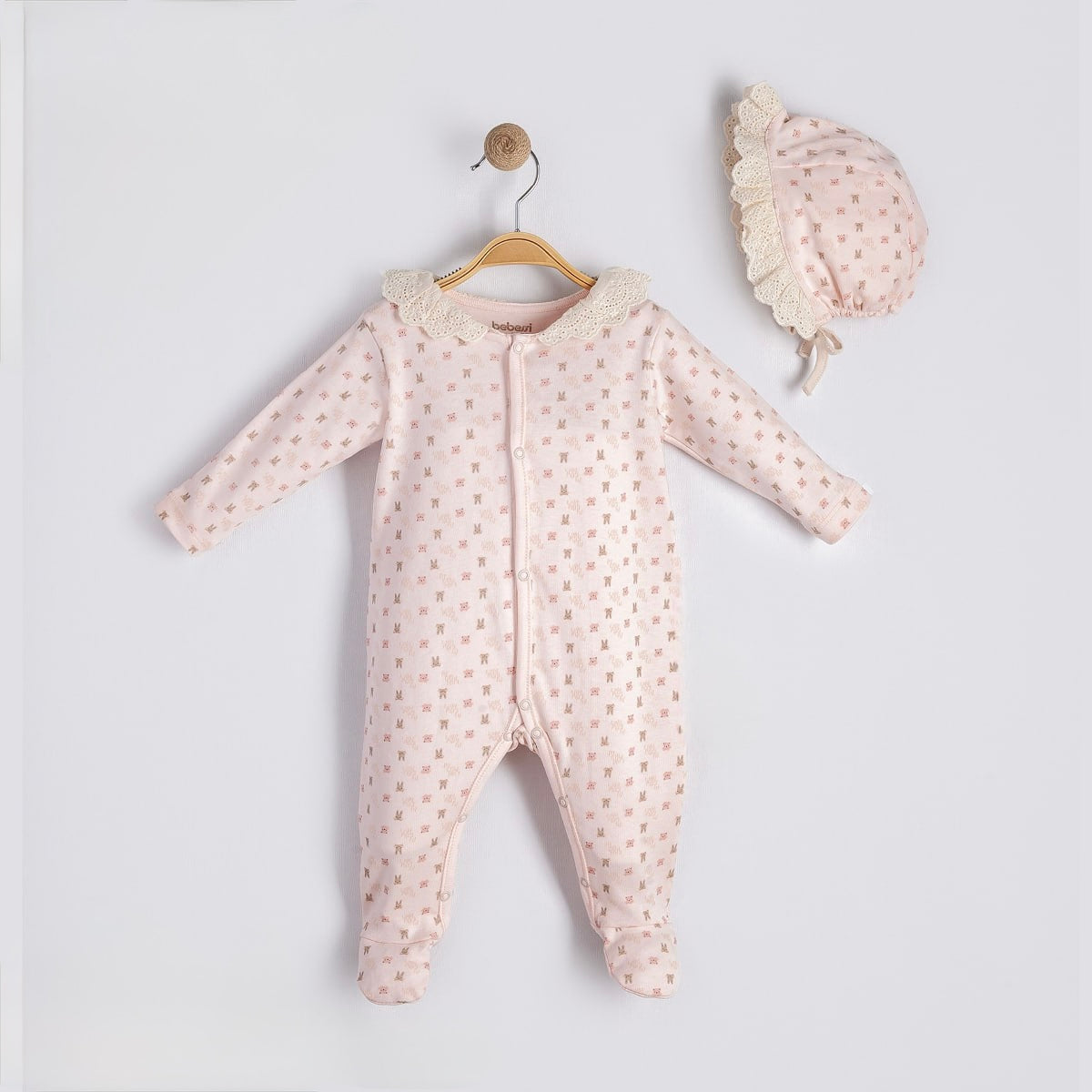 Blush Lace Footed & Hat Set Honey and Hive