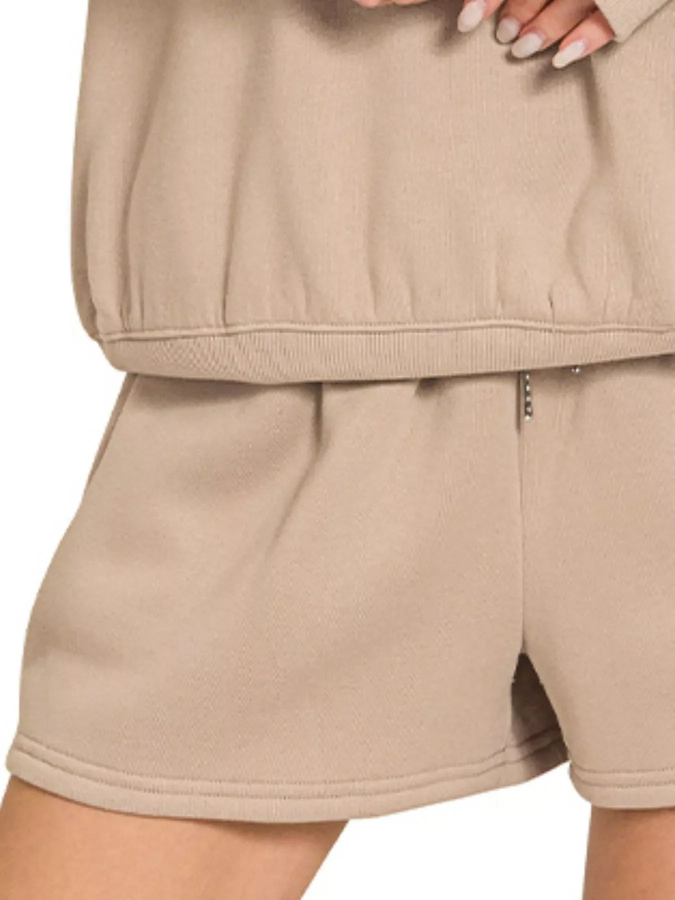 Zenana Fleece Boat Neck Sweatshirt and Shorts Set West2East Surf