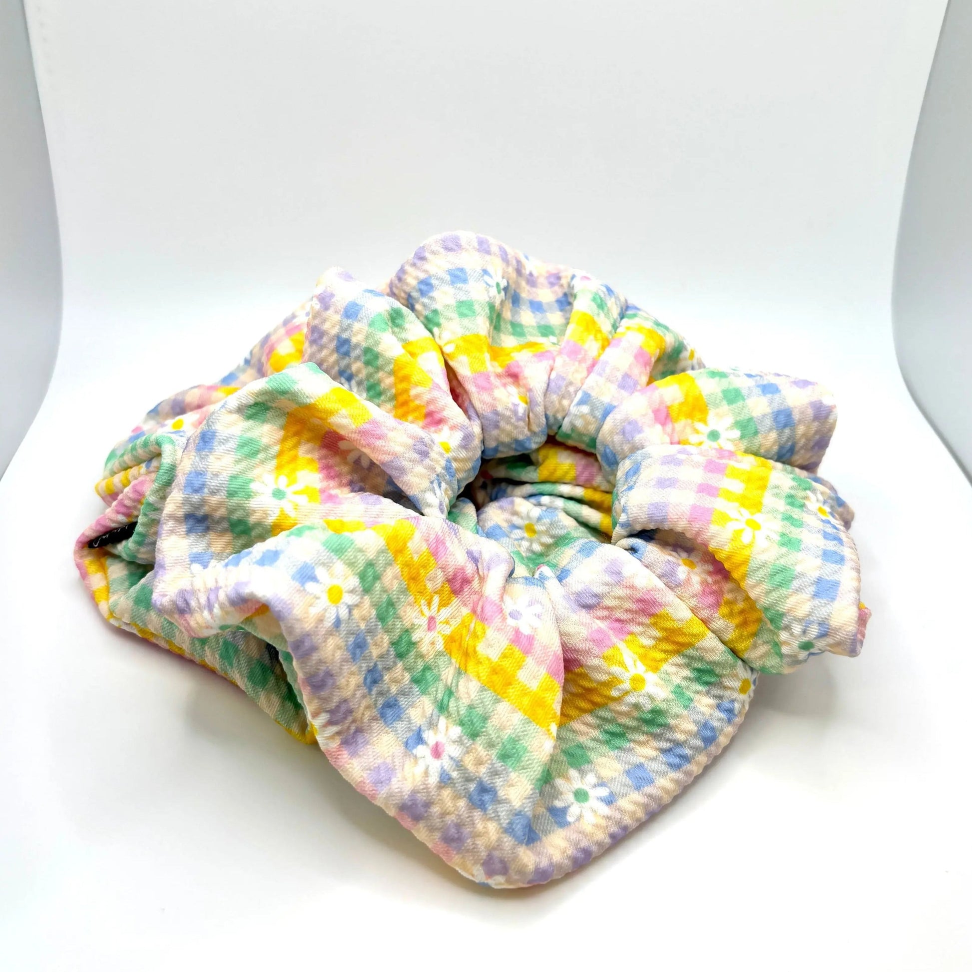 Pastel Gingham Flowers Spring Bullet Scrunchie Enchanted Scrunch