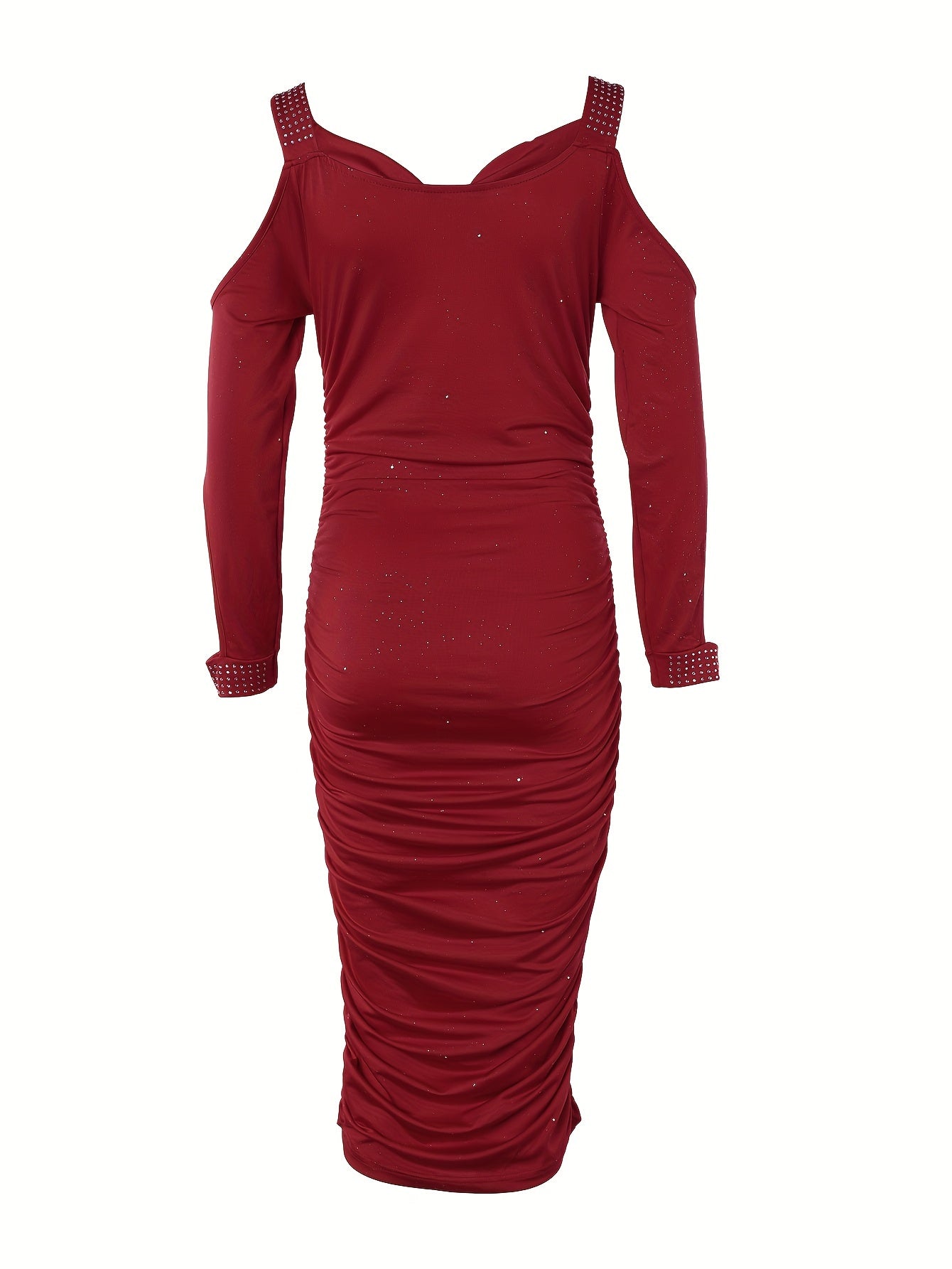 Hot-fix Rhinestone Embellished Swing Neckline Bodycon Dress NovaCart
