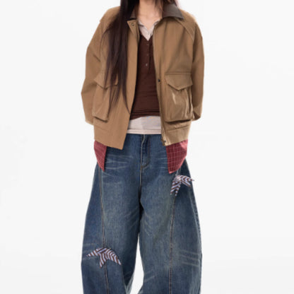 Washing Curved Knife Straight Leg Wide Leg Workwear Jeans For Women See size chart under “more details” The Fashion Celestial