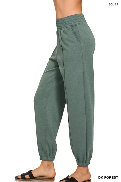 Zenana Scuba Elastic Waist Joggers with pockets New Era Fashion LLc