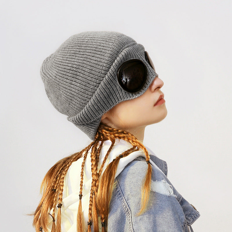 Women’s Pilot Wool Knit Hat – Winter Warm Knitted Aviator-Style Hat FitiqueFit