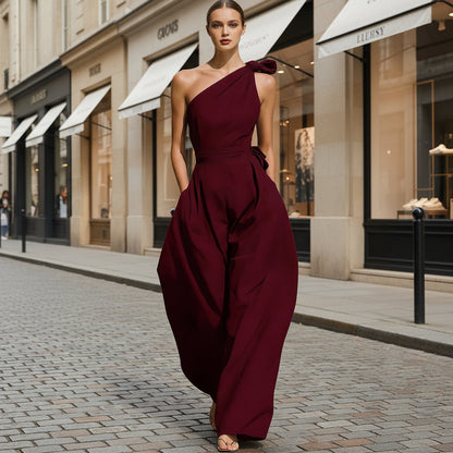 Women's Sleeveless Halter Neck Cinched Waist Slim Jumpsuit – 6 Colors S–2XL FitiqueFit