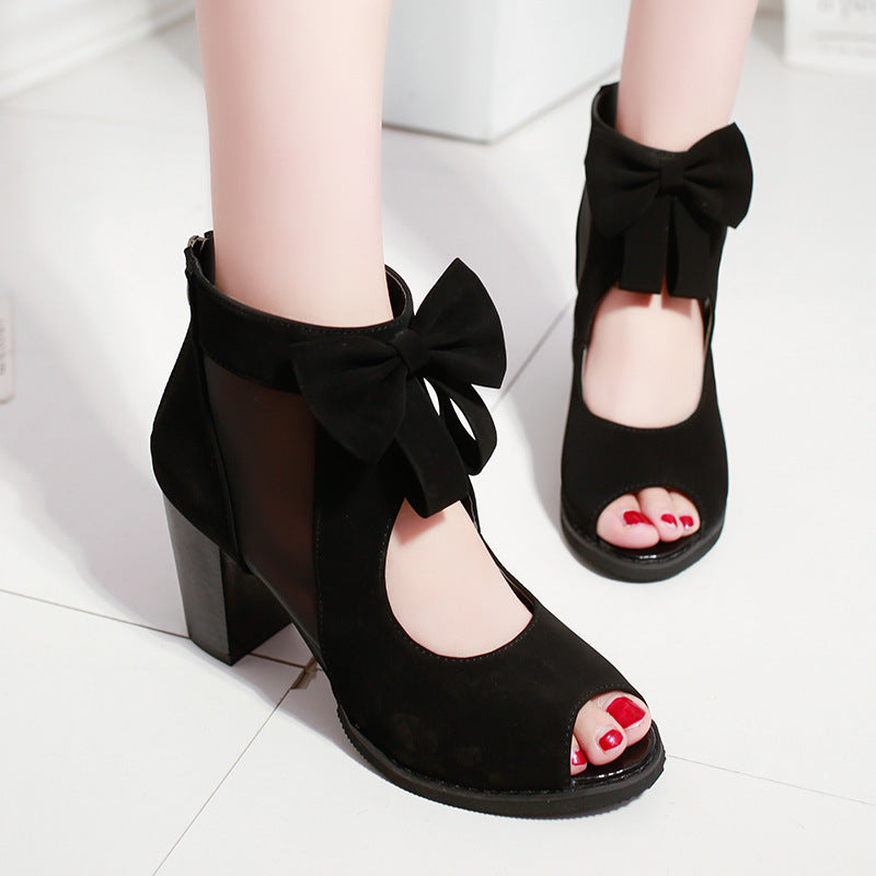 Bow women's sandals mesh high heels See size chart under “more details” The Fashion Celestial