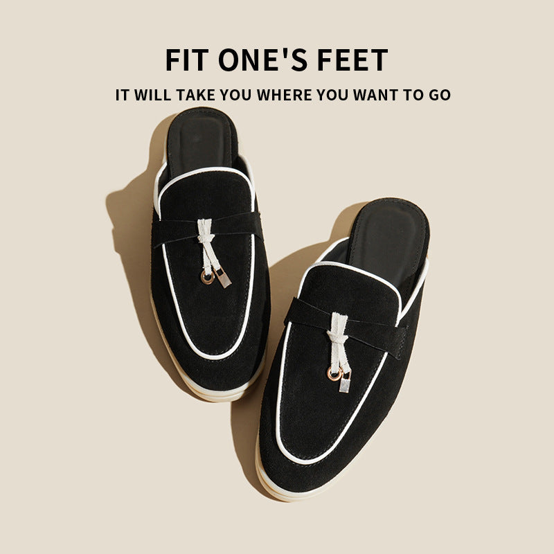 Tassel Button Cowhide Loafers – British Style Wedge Slip-On FitiqueFit