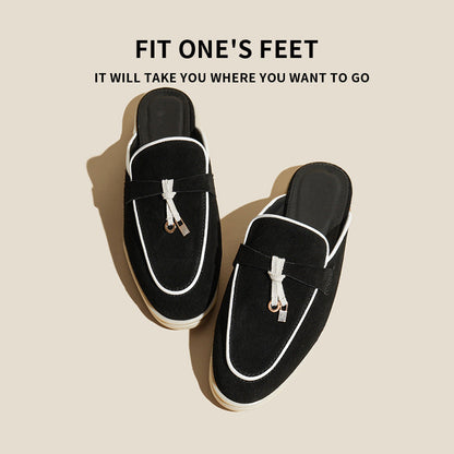 Tassel Button Cowhide Loafers – British Style Wedge Slip-On FitiqueFit