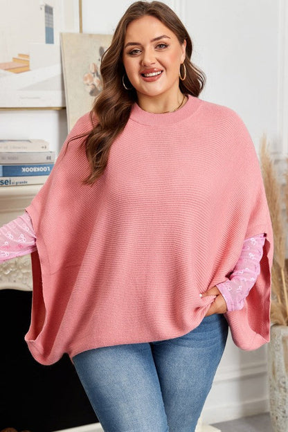 Plus Size Ribbed Knit Crewneck Poncho Sweater Shop Style & More | Fresh Looks, Everyday Deals & Free Shipping
