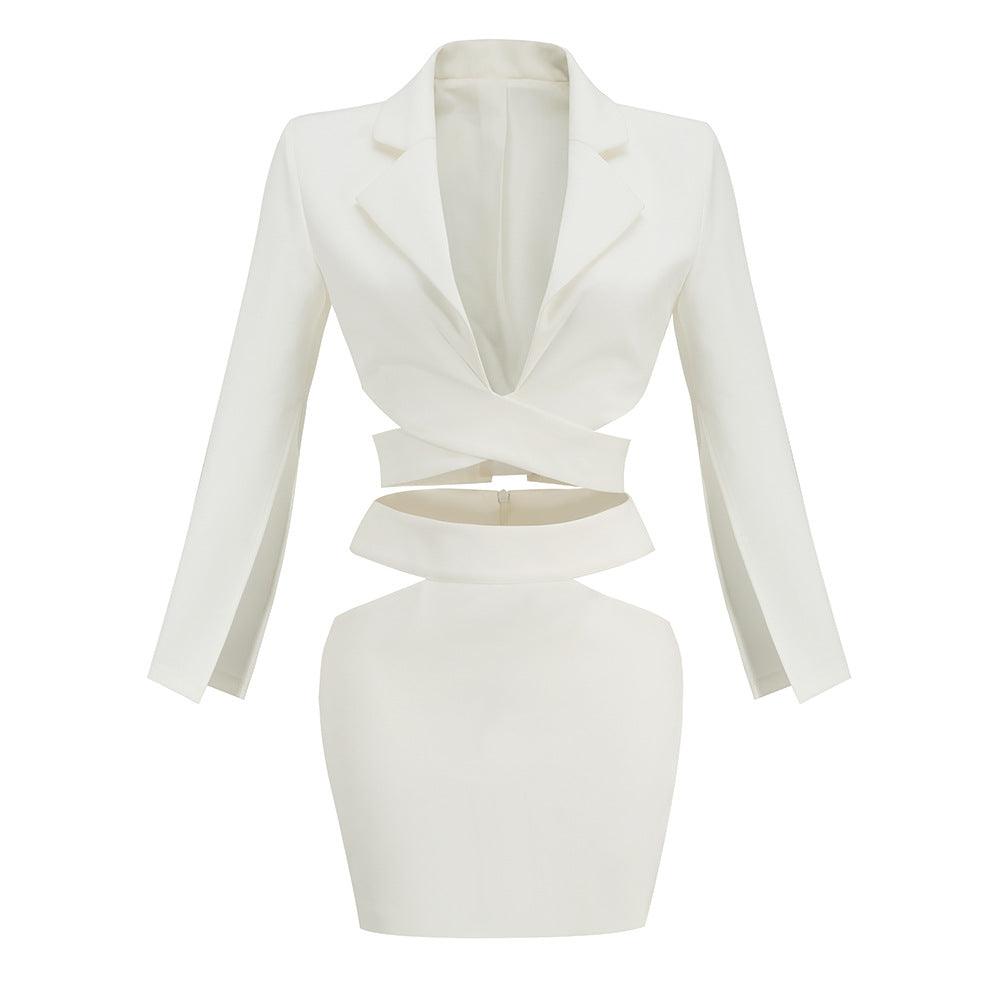 Chic White V-Neck Suit Set Country in My Heart