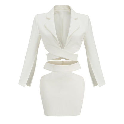 Chic White V-Neck Suit Set Country in My Heart