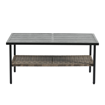 Patio Furniture, Outdoor Furniture, Seasonal PE Wicker Furniture, Four Set Wicker Furniture With Black Metal Table V.I.P Digital Presence