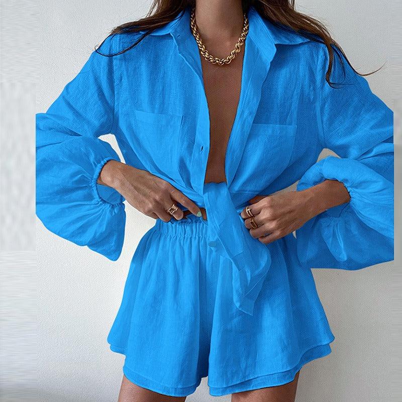 Casual Ruffled Edge Shorts Shirt Set | Country Girl Style for Spring & Summer Country in My Heart