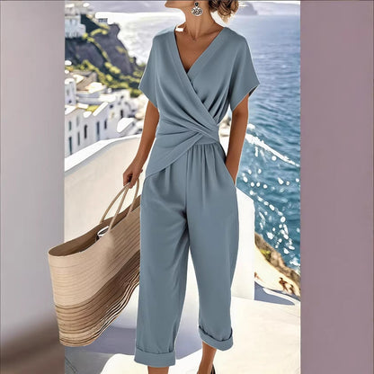 Women's Loose Irregular Short-Sleeve Two-Piece Set FitiqueFit