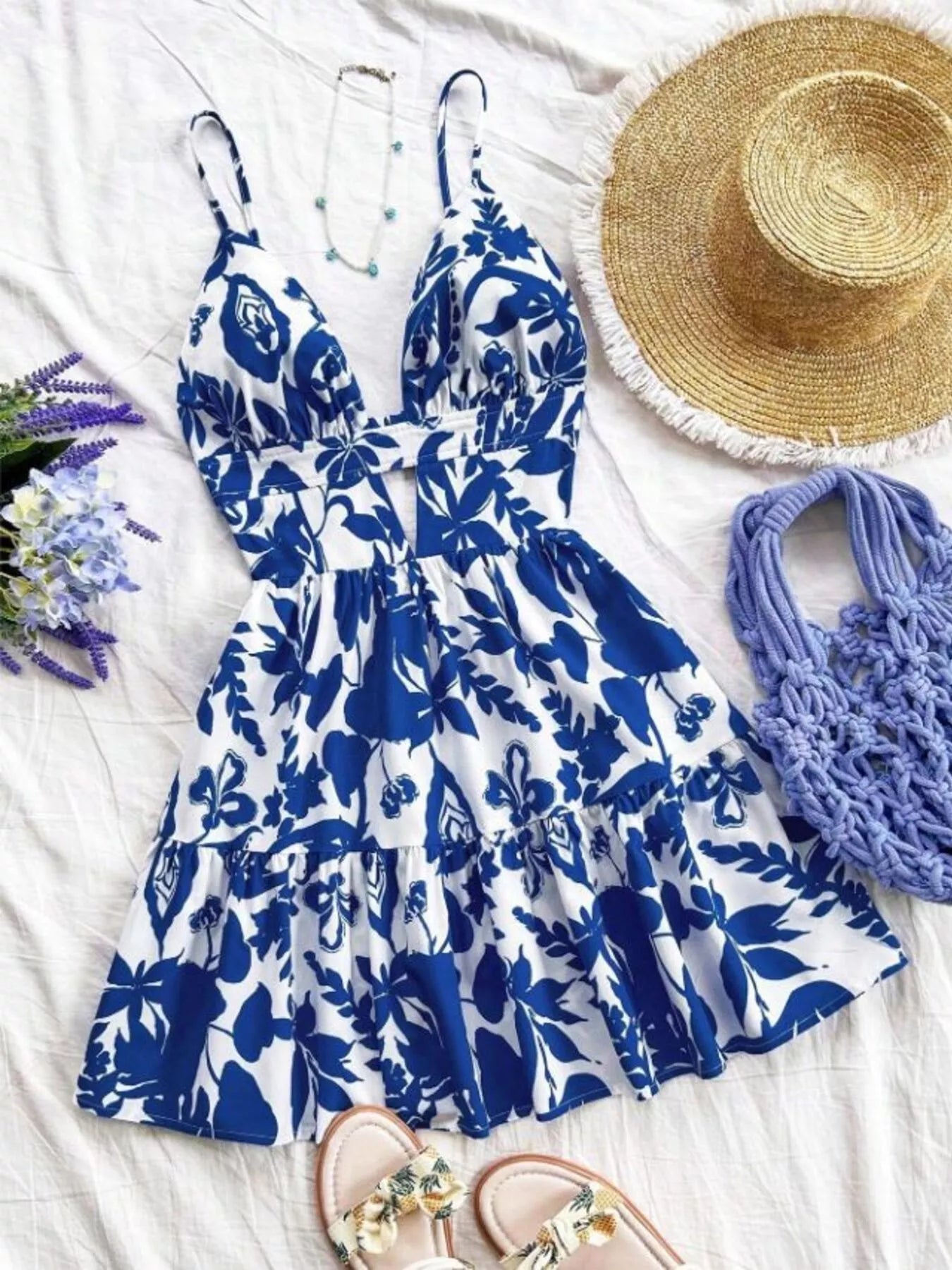Floral Print V-Neck Tiered Mini Dress New Era Fashion LLc
