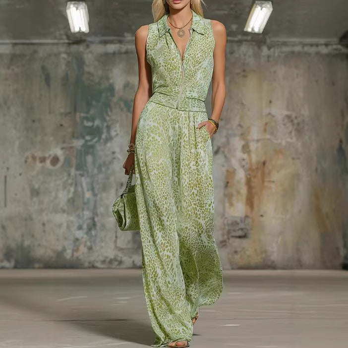 Floral Print Zip-Up Sleeveless Jumpsuit – Women's Wide Leg Romper FitiqueFit