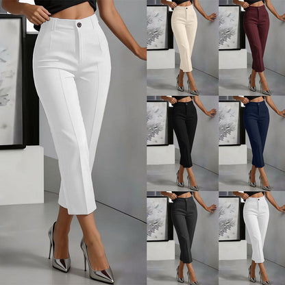 Women's High-Waisted Straight-Leg Pants – Drapey Cropped Fit FitiqueFit