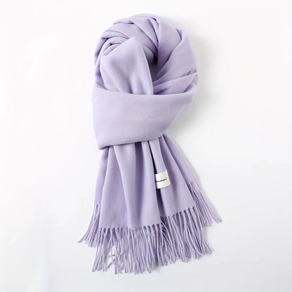Solid Color Tassel Scarf, Hand Wash Only, Elegant Fringe Shawl for Women, Fashion Accessory NovaCart