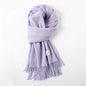 Solid Color Tassel Scarf, Hand Wash Only, Elegant Fringe Shawl for Women, Fashion Accessory NovaCart