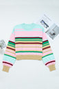 Stripe Ribbed Trim Crewneck Cropped Sweater Shop Style & More | Fresh Looks, Everyday Deals & Free Shipping
