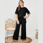 New Knitting Suit Sweater Suit Short Sleeve Pullover Wide Leg Pants Grayceful LLC