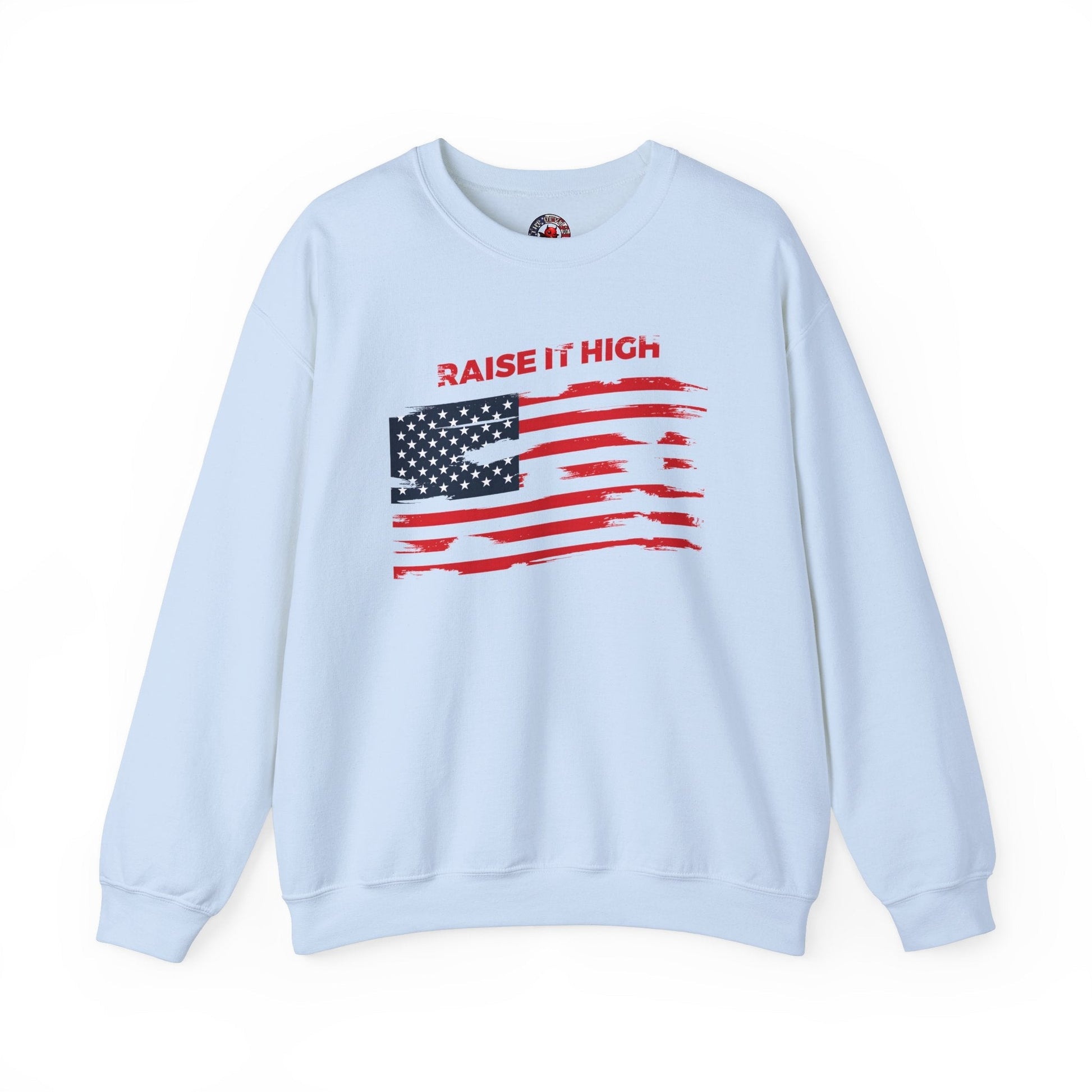 Raise It High American Flag Crewneck Sweatshirt The Devil's Pickle