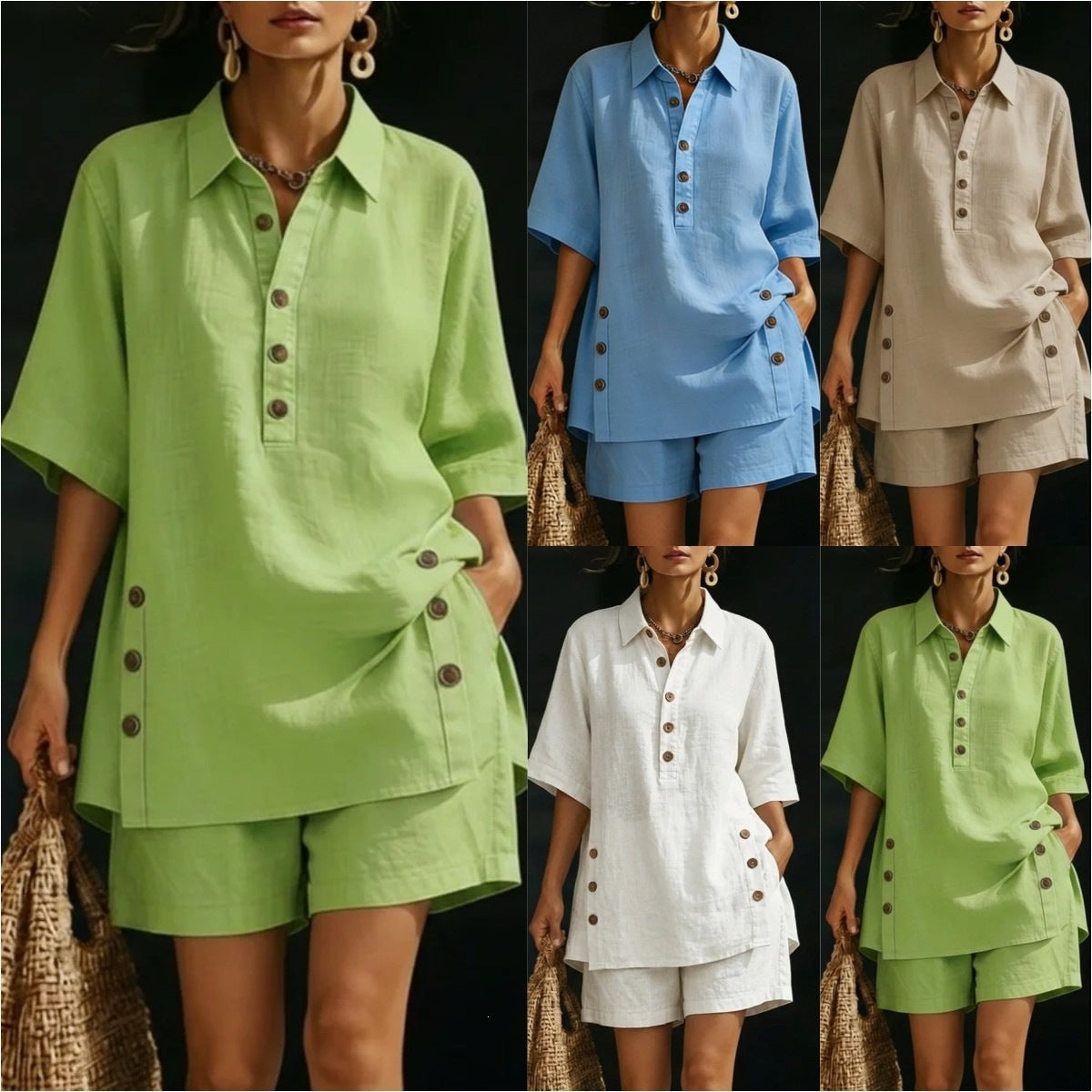 Short-Sleeve Shirt & Loose Pants Two-Piece Set – 4 Colors, S–5XL FitiqueFit