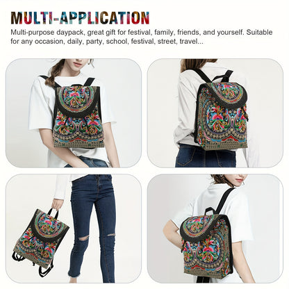 [Ethnic Style Daypack] GUDAOBELL Vintage Embroidered Women's Backpack | Ethnic Style Travel Daypack Tote Shoulder Bag NovaCart