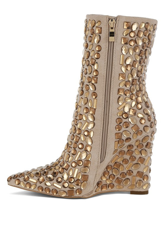 Trend Titan Diamante Slim Wedge Heel Boots Shop Style & More | Fresh Looks, Everyday Deals & Free Shipping