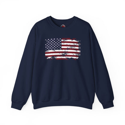 Vintage Style American Flag Crewneck Sweatshirt The Devil's Pickle