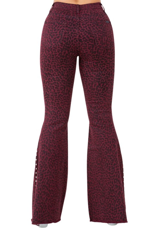 Leopard Studded Bell Bottom Pant Kacee Lillie Boutique