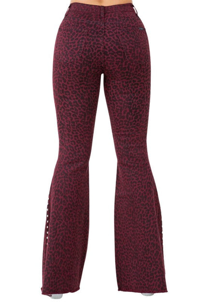 Leopard Studded Bell Bottom Pant Kacee Lillie Boutique