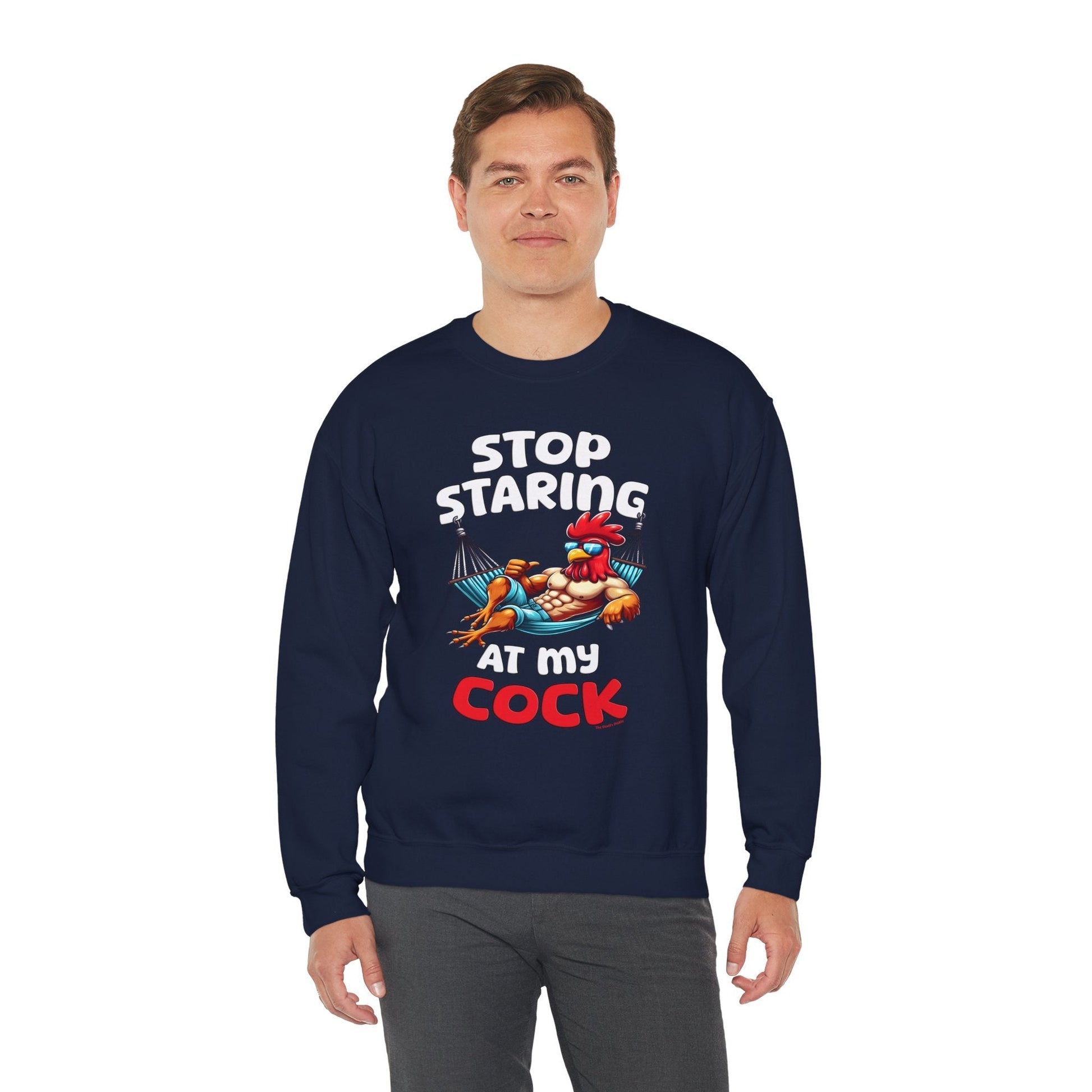 Stop Staring at My Cock Crewneck Sweatshirt The Devil's Pickle