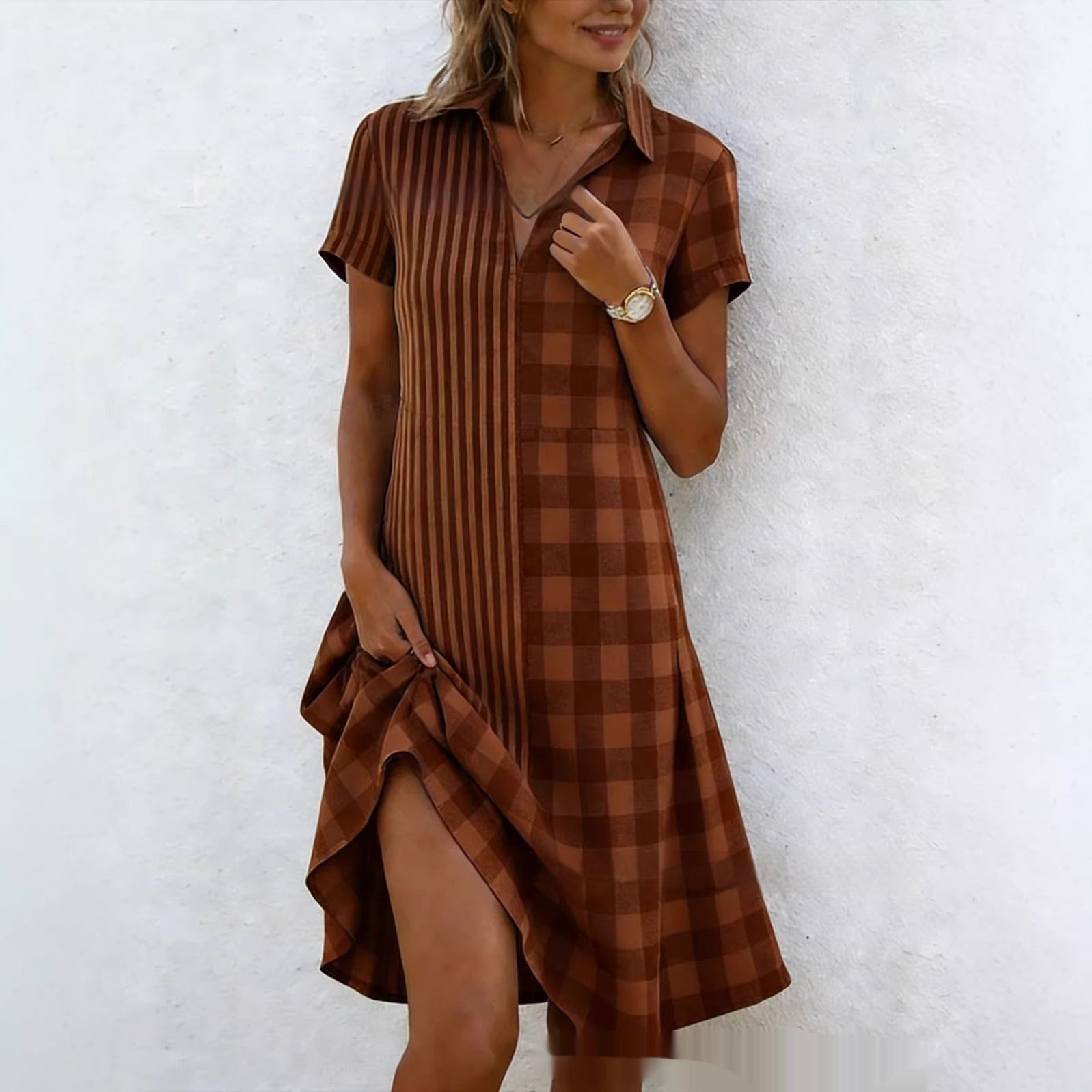 Women's Bohemian 3D Printed V-Neck Short-Sleeve Maxi Dress FitiqueFit