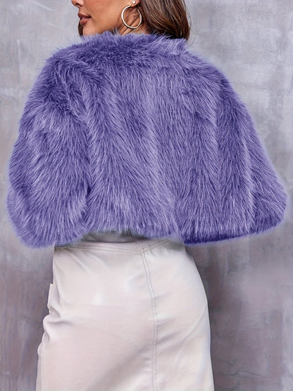 Elegant Faux Fur Cropped Jacket