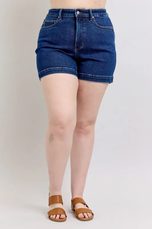 Judy Blue Full Size High Waist Tummy Control Denim Shorts Plus Size New Era Fashion LLc