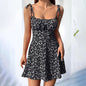 Floral Mini Dress Spaghetti Strap Tie Shoulder Ruffle Summer Boho Dresses FitiqueFit