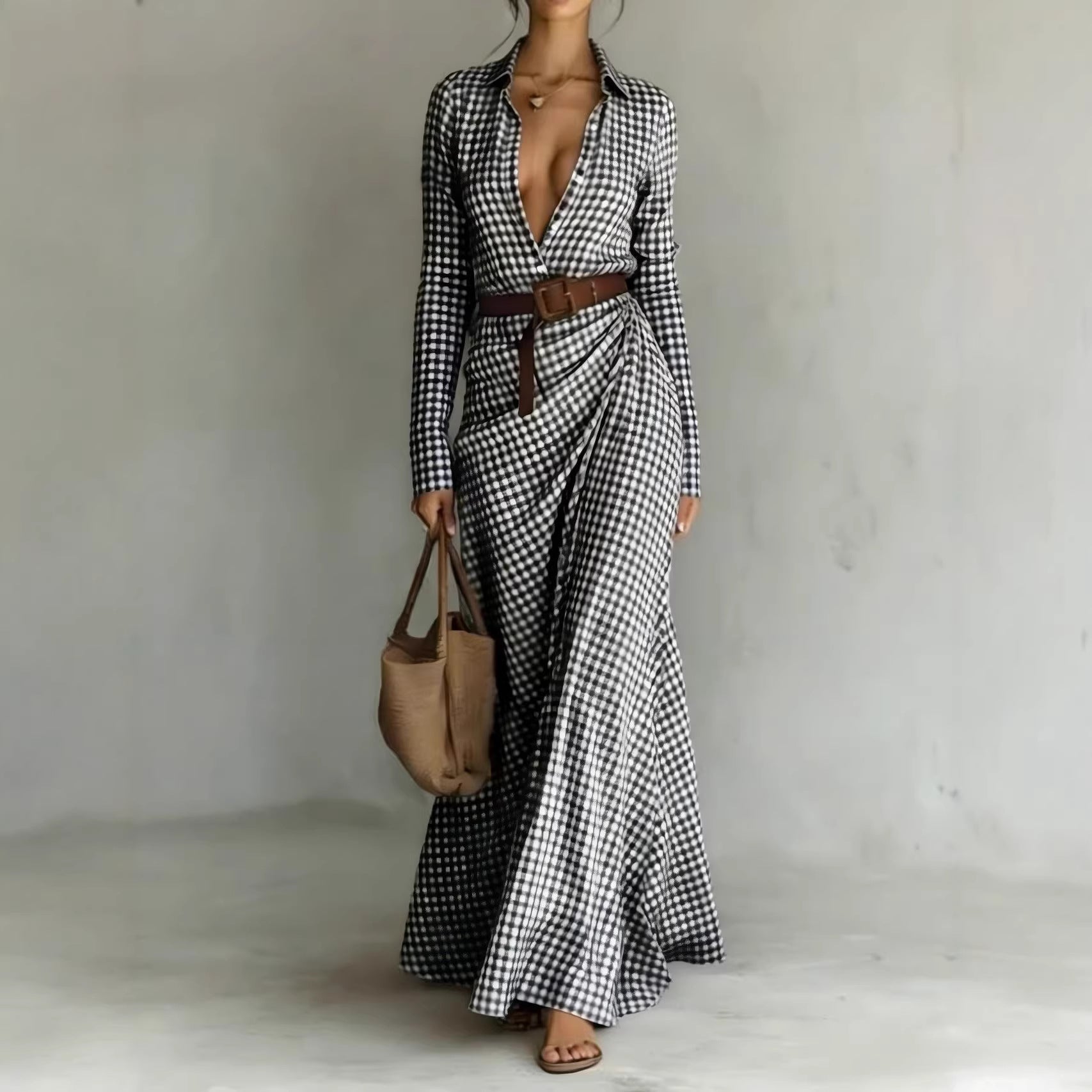 Women's Belted Irregular Pleated Dress FitiqueFit