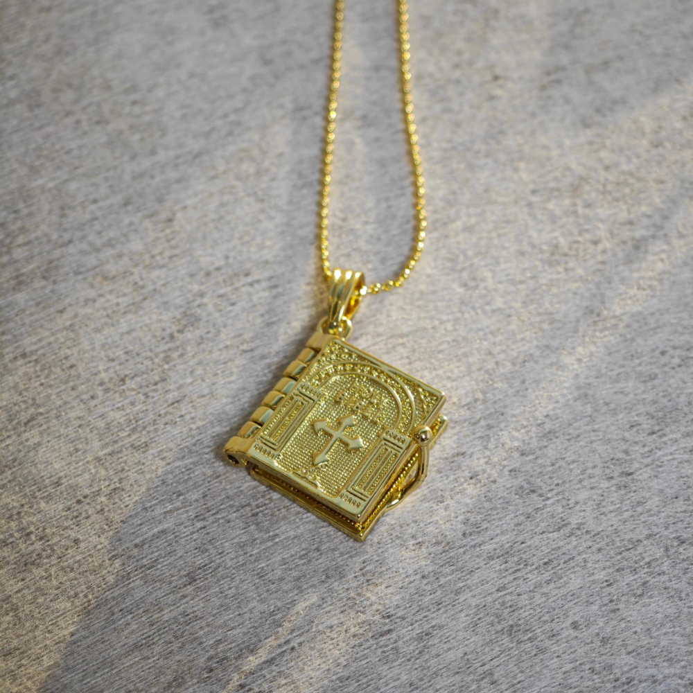 The Lord's Prayer Necklace  (Bible Shaped)~ 14k Gold Plated Deep South Originals