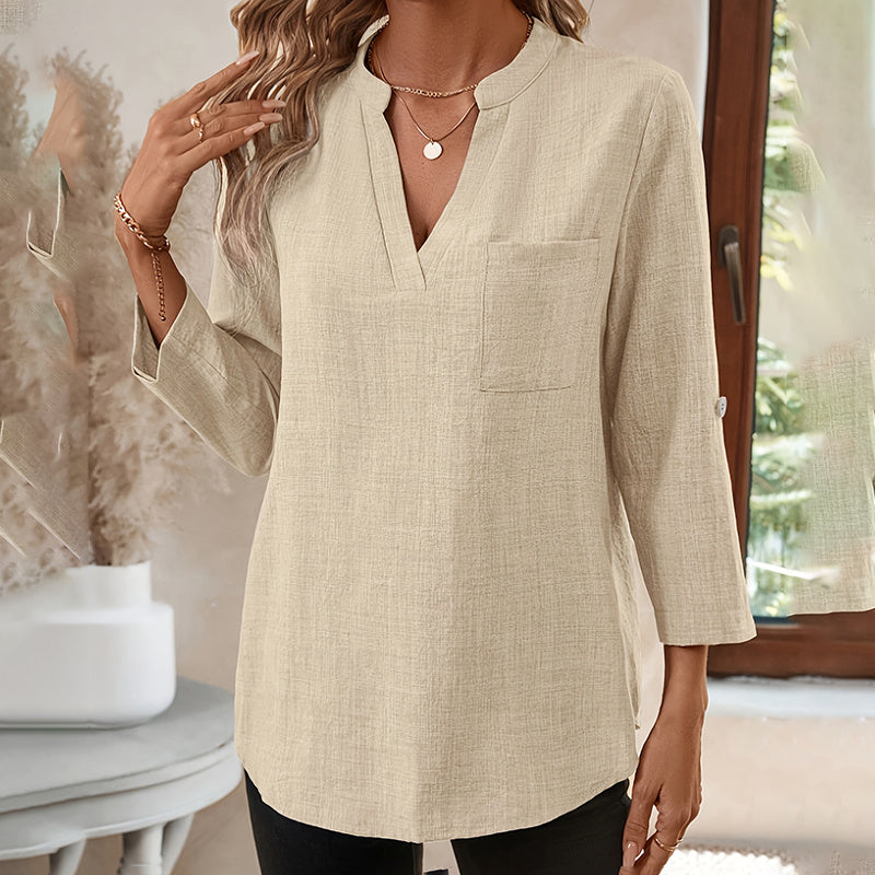 Womens Casual Summer Shirts Notch V Neck Blouses FitiqueFit