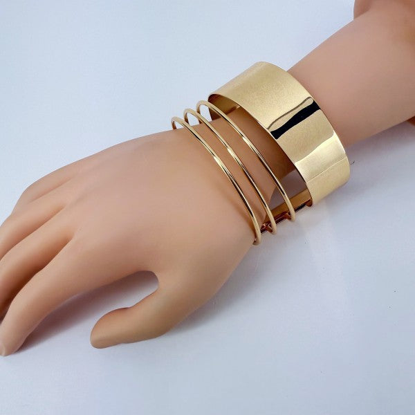 Gold Finish Layered Adjustable Cuff Bracelet Shop Style & More | Fresh Looks, Everyday Deals & Free Shipping